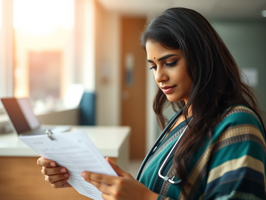 Doctor reviewing patient survey results in clinic