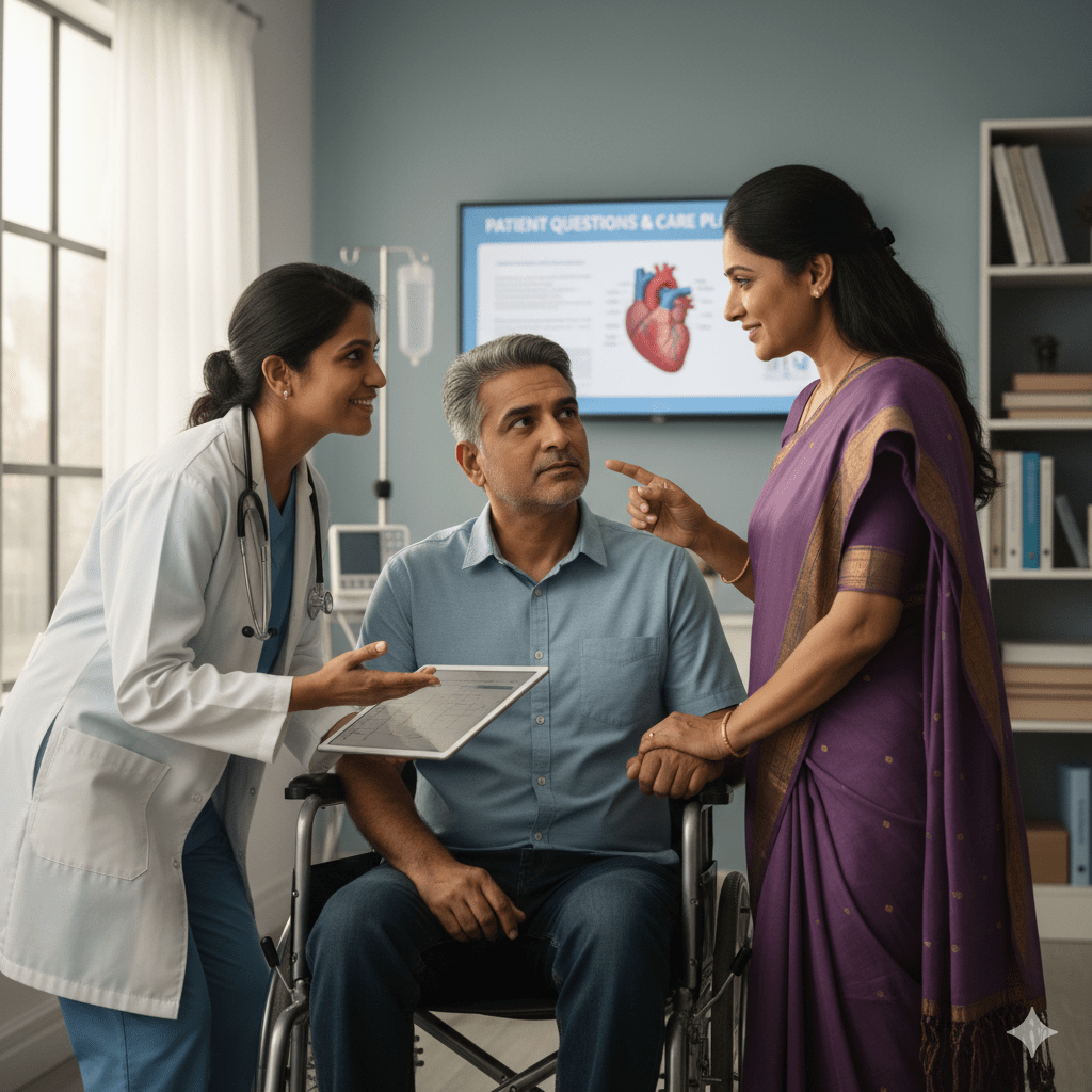 Doctor discussing patient questions with compassion and clarity. 